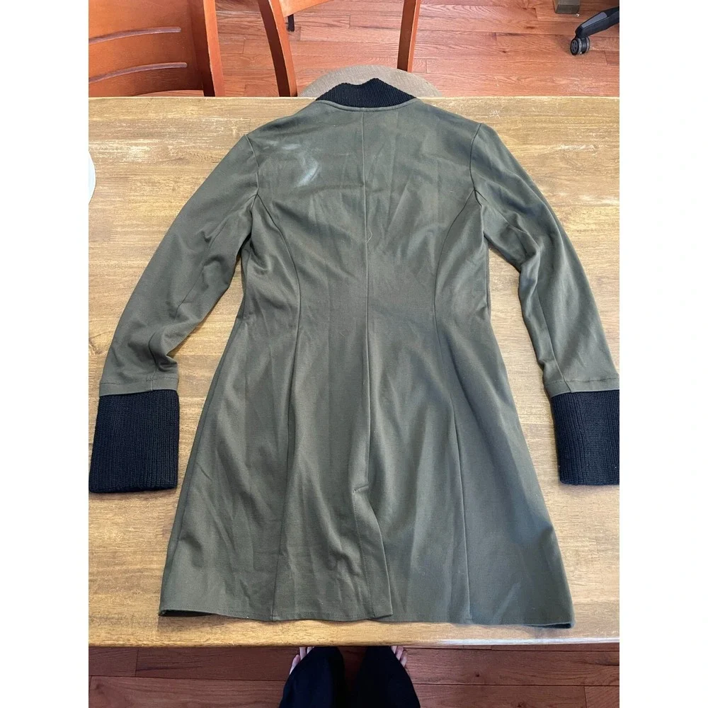 Venus Jacket, Women's Size 8, Green Black, Button Up Long Coat, Long Sleeve - Picture 2 of 12